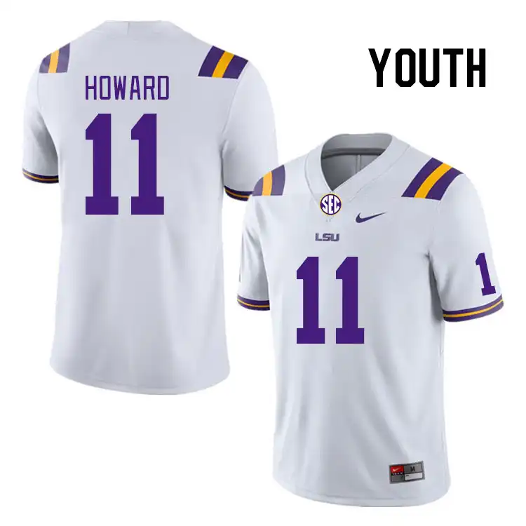 Youth LSU Tigers Jaxon Howard #11 White NCAA Football Jersey